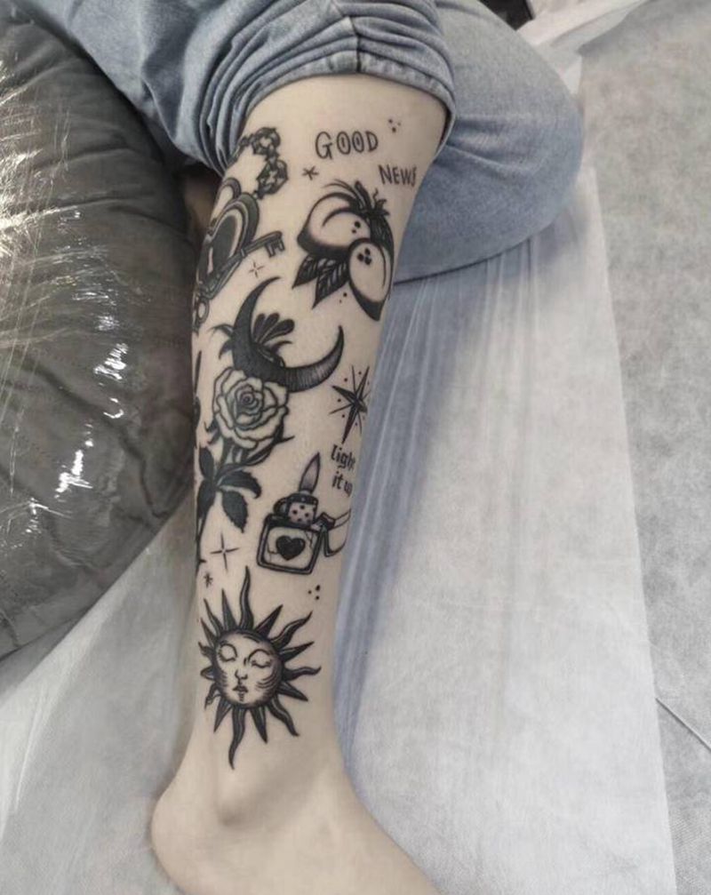 修改/添加纹身图片_腿部Old School纹身图案