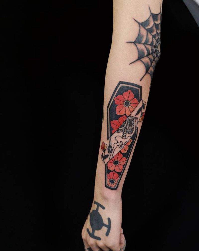 拼接纹身图片_手臂Old School纹身图案