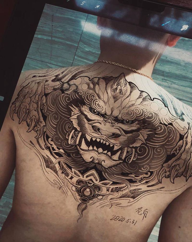 客稿设计纹身图片_背部新传统纹身图案