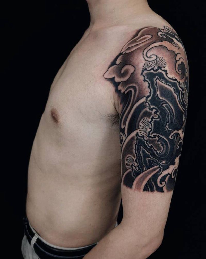 随心所欲浪纹身图片_手臂新传统纹身图案