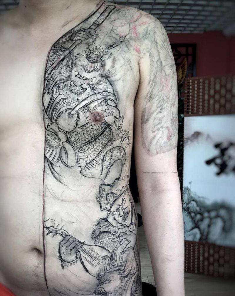 行者纹身图片_胸部肩部新传统纹身图案