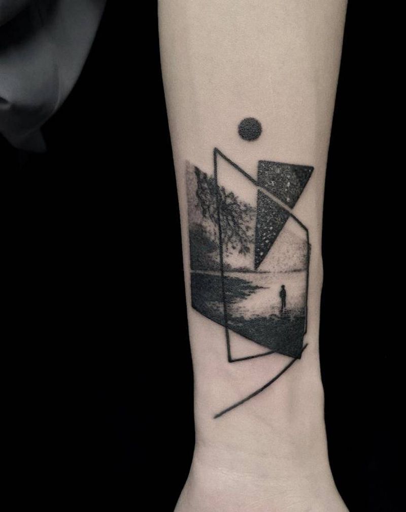 遮盖一个纹身图片_手臂点刺欧美写实纹身图案