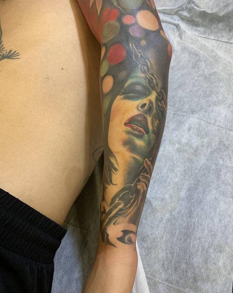 死神纹身图片_手臂欧美写实纹身图案