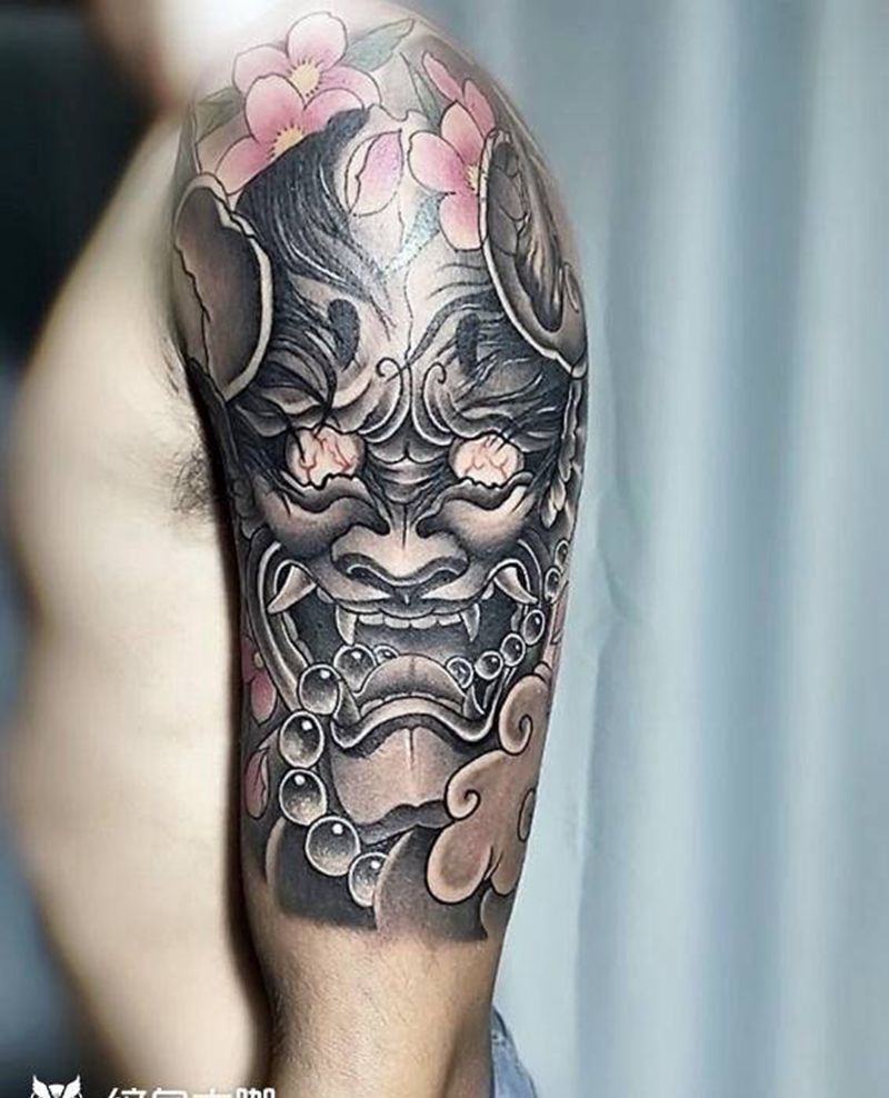 般若纹身图片_肩部新传统纹身图案