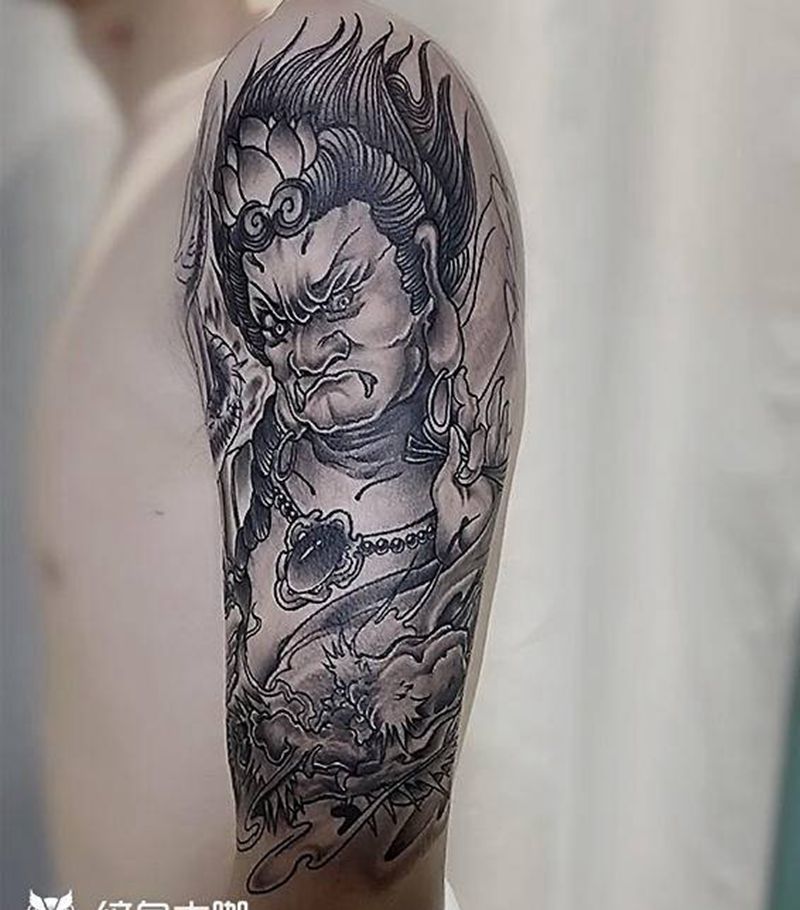 不动明王纹身图片_手臂腿部新传统纹身图案