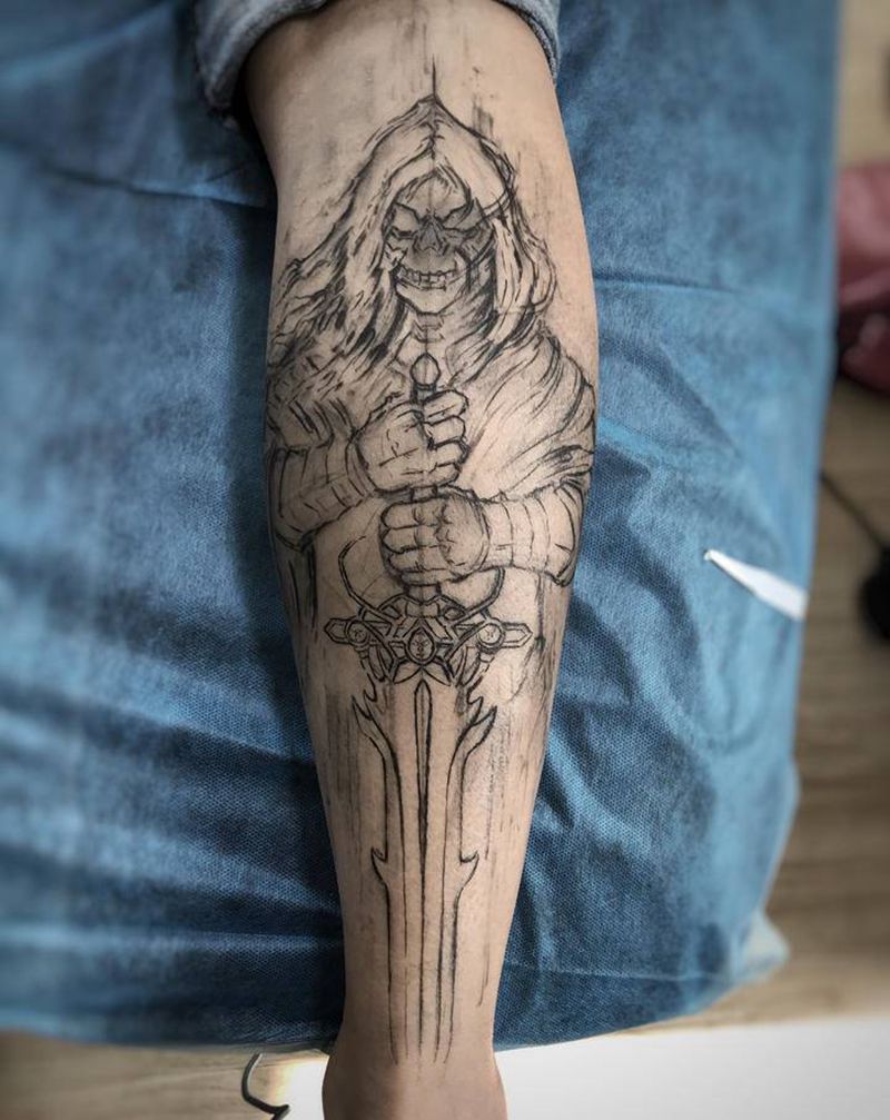 死神纹身图片_手臂新传统纹身图案