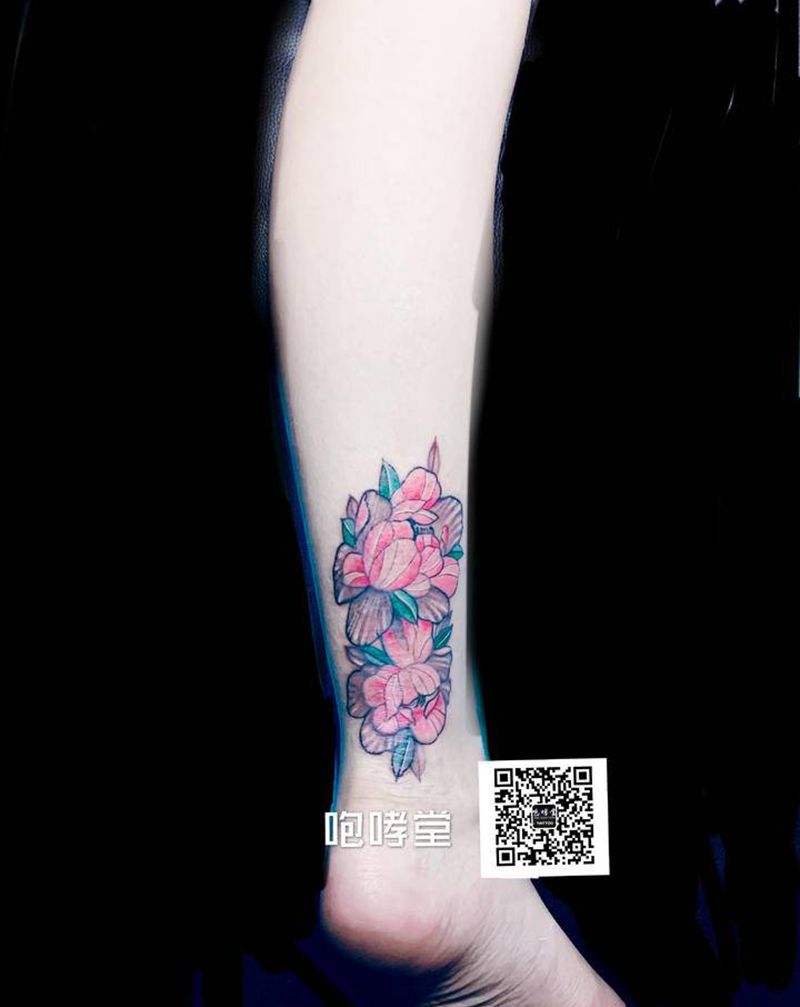 花纹身图片_脚部腿部纹身图案