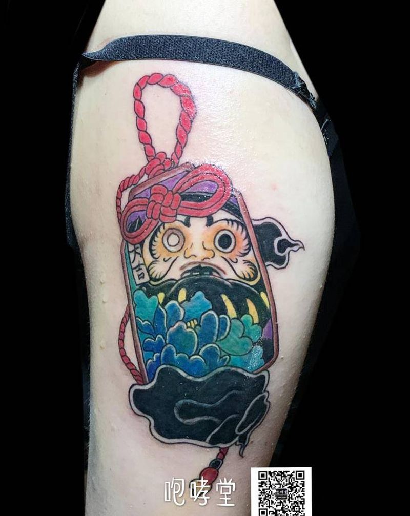 遮盖—达摩蛋纹身图片_手臂老传统纹身图案