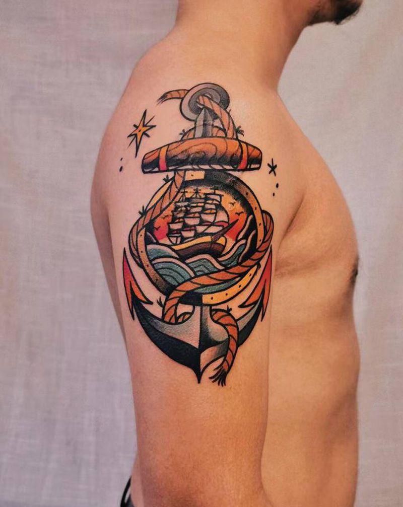 ⚓️纹身图片_手臂Old School纹身图案