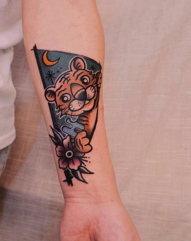 小脑斧纹身图片_手臂Old School纹身图案