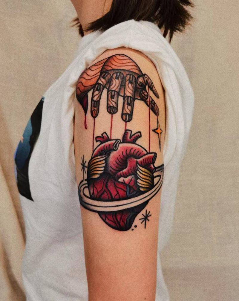 心脏❤️纹身图片_手臂Old School纹身图案