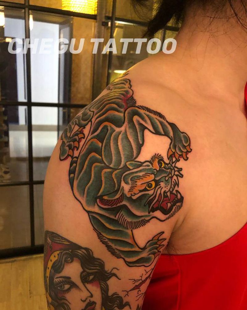 old school大老虎纹身图片_手臂Old School纹身图案