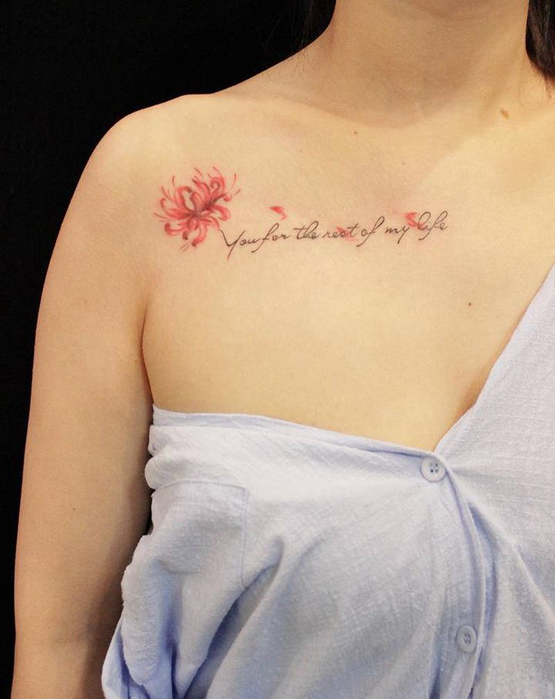 彼岸纹身图片_胸部水彩纹身图案