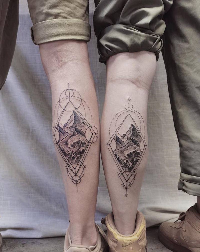 情侣纹身设计【海誓山盟】纹身图片_腿部几何纹身图案