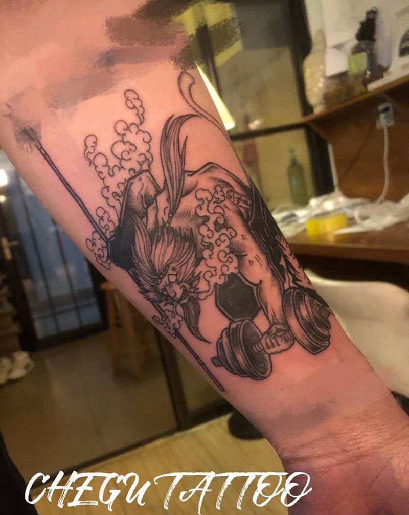 给健身教练设计的图纹身图片_手臂New School纹身图案