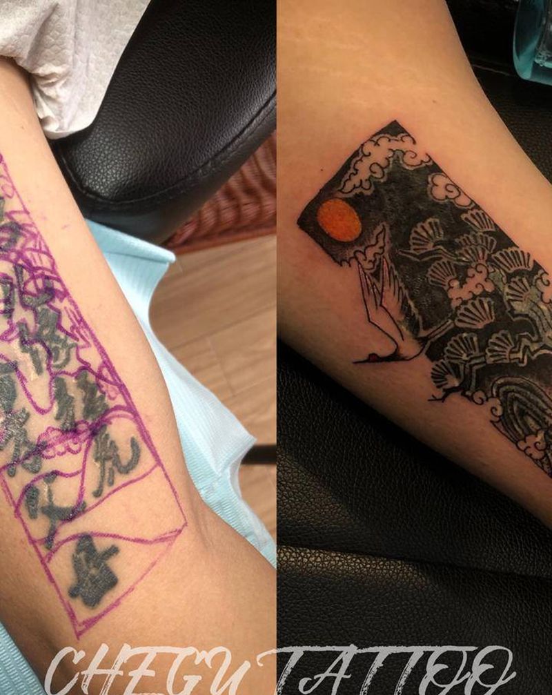 遮盖纹身图片_手臂点刺纹身图案