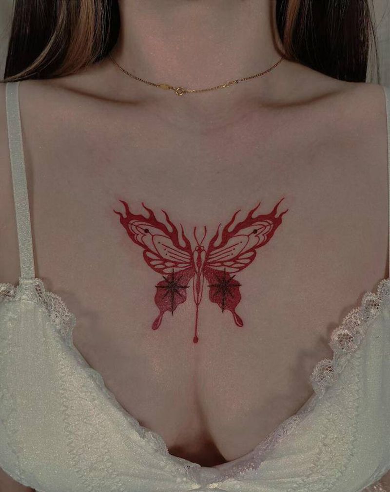 好看是有原因的纹身图片_胸部纹身图案