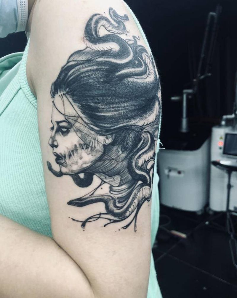 遮盖纹身图片_腹部素描纹身图案