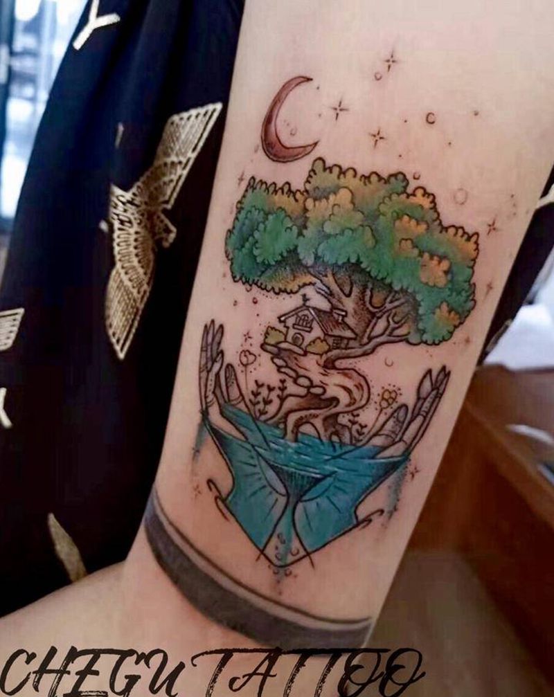 顾客自带图纹身图片_手臂水彩纹身图案