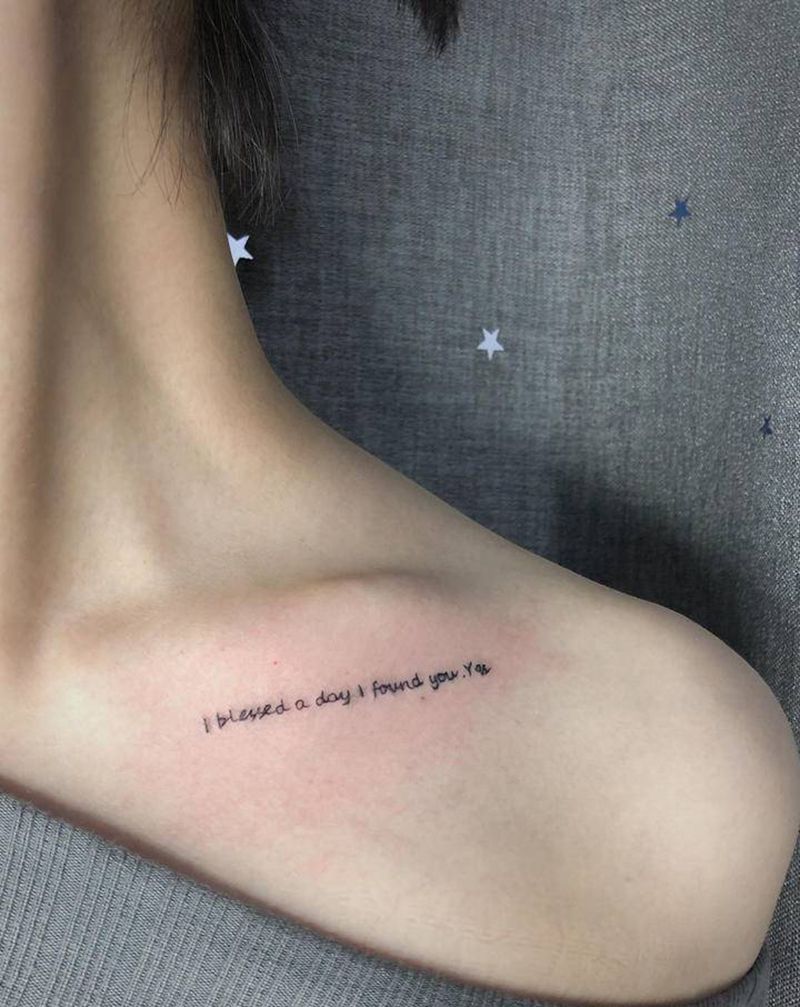 小英文纹身图片_颈部花体字纹身图案