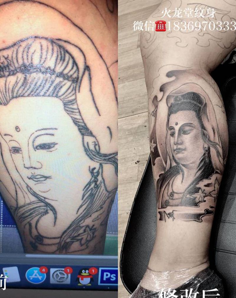 小腿修改纹身图片_腿部纹身图案