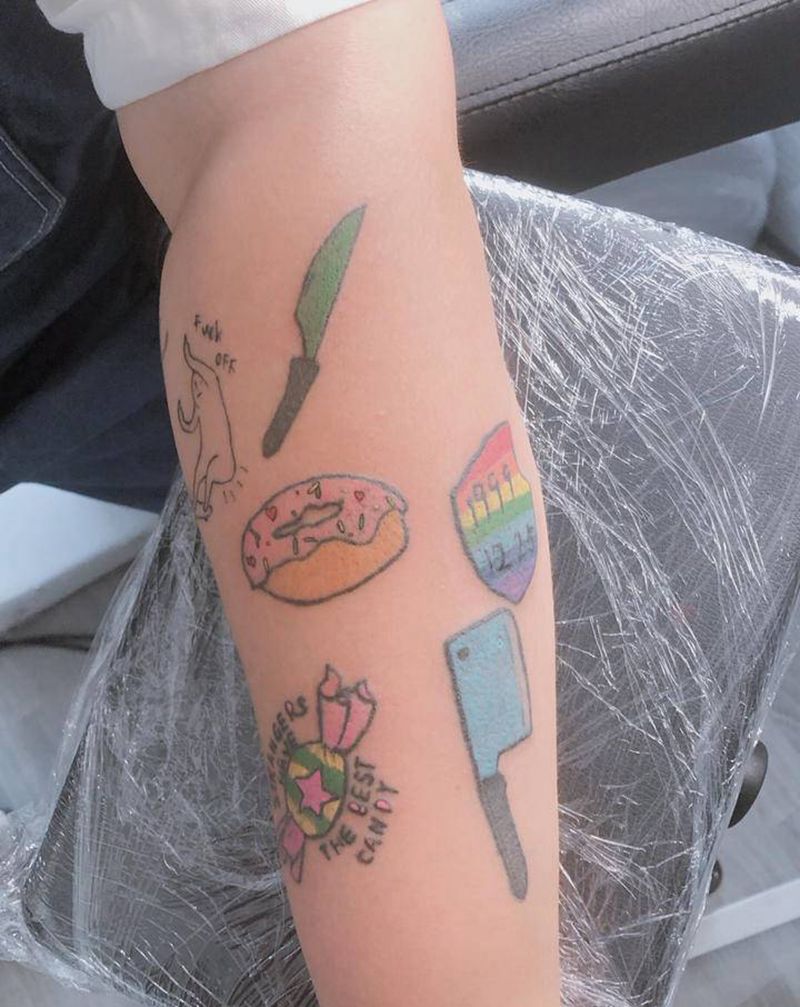 上色纹身图片_手臂New School纹身图案