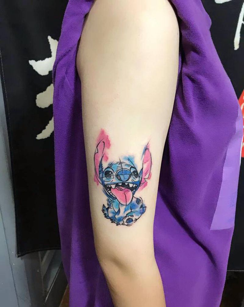 史迪仔纹身图片_水彩纹身图案