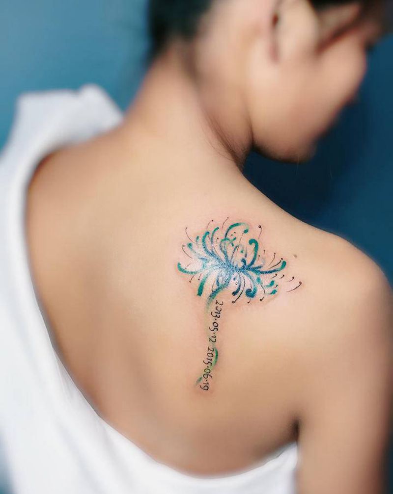 曼珠沙华纹身图片_肩部纹身图案