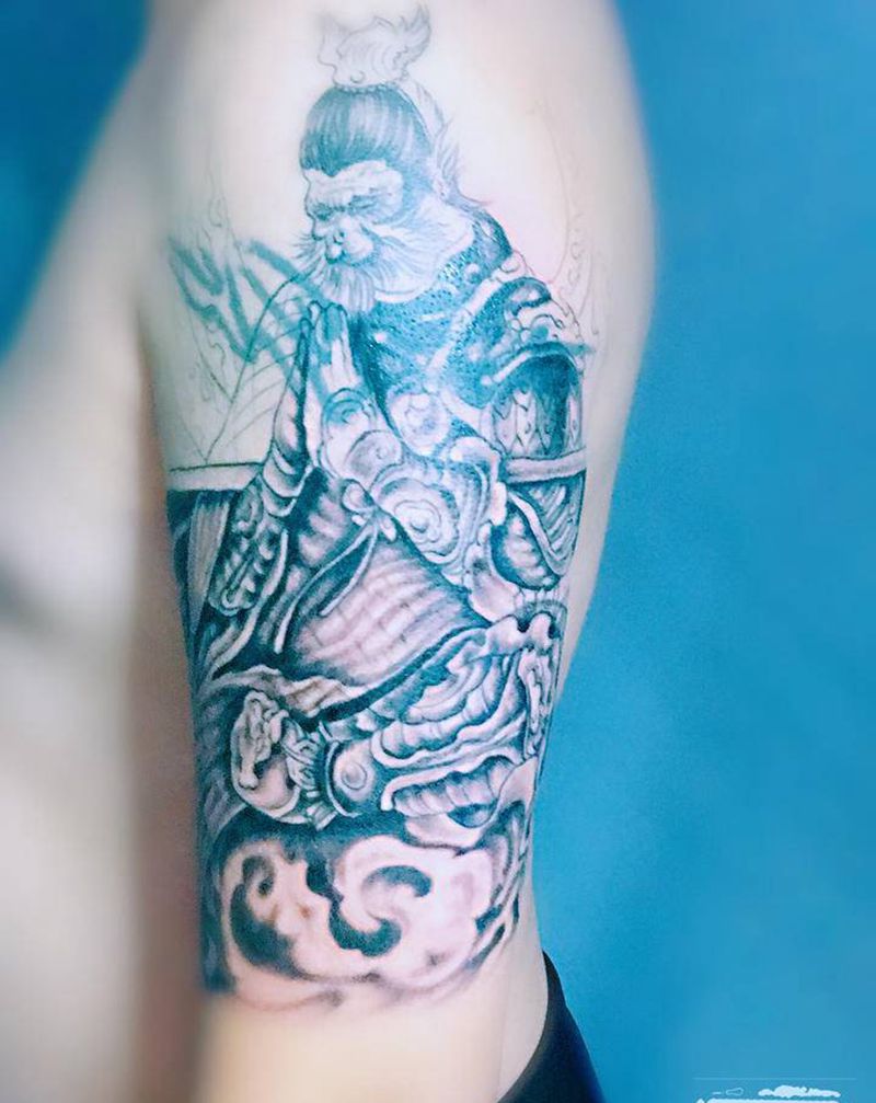 孙悟空，遮盖纹身图片_手臂纹身图案