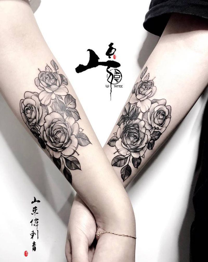 闺蜜款纹身图片_手臂点刺纹身图案