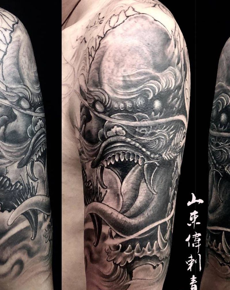 遮盖（未完待续）纹身图片_手臂肩部新传统纹身图案