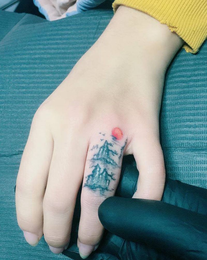 遮盖纹身图片_手部水墨纹身图案