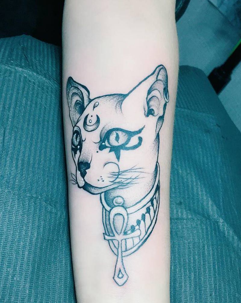 斯芬克斯猫纹身图片_手臂纹身图案