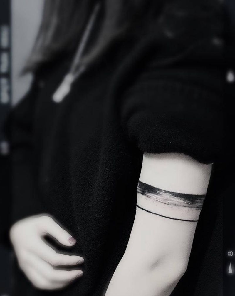 臂环纹身图片_手臂水墨纹身图案