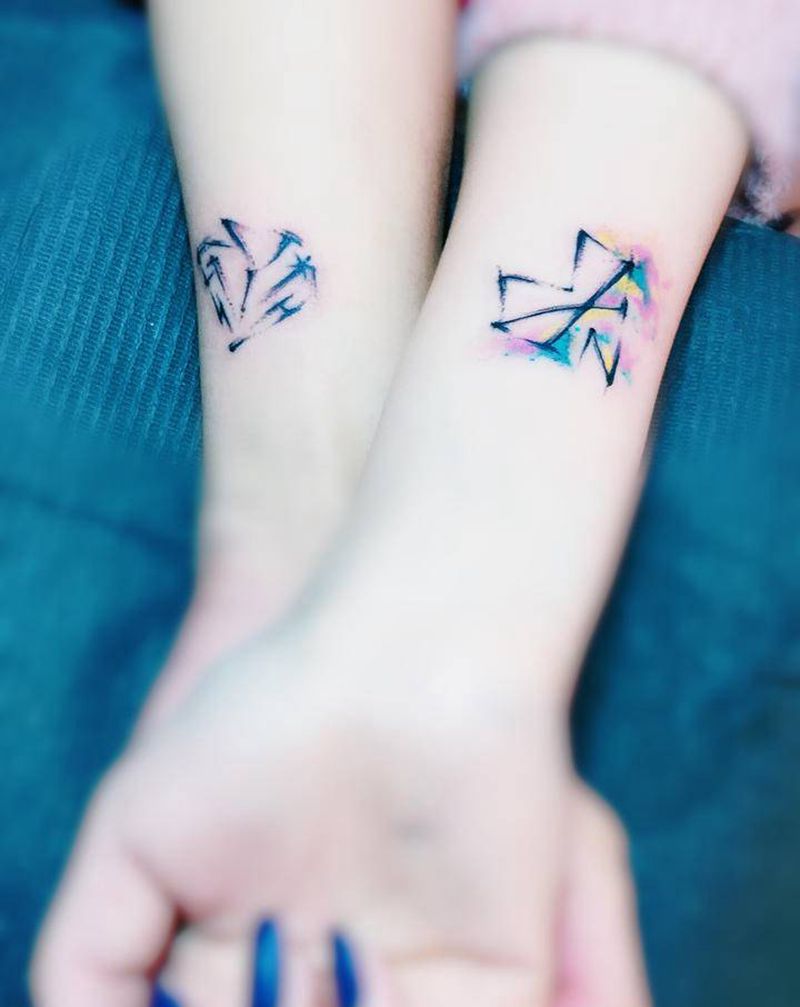 原创情侣纹身纹身图片_手臂水彩纹身图案