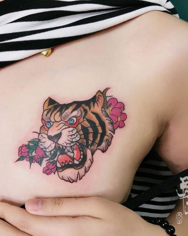 虎头纹身图片_虎头纹身图案