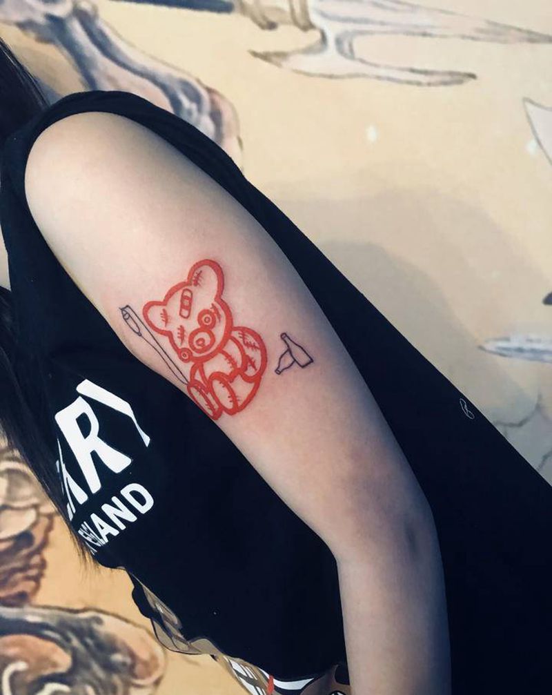 小熊纹身图片_手臂纹身图案