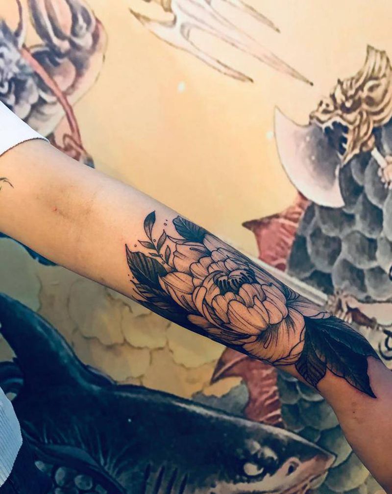 素花纹身图片_手臂纹身图案