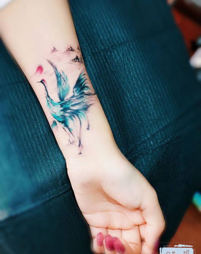 鹤纹身图片_手臂纹身图案