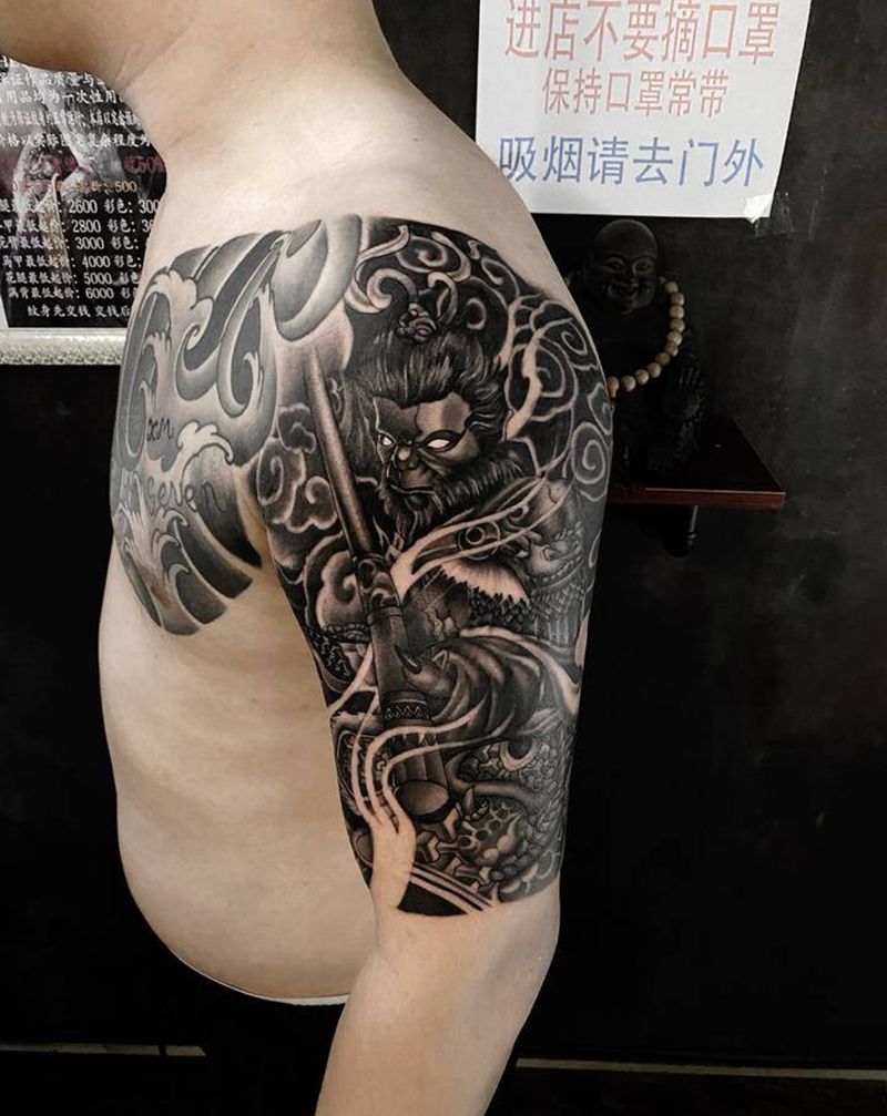 猴子纹身图片_新传统纹身图案