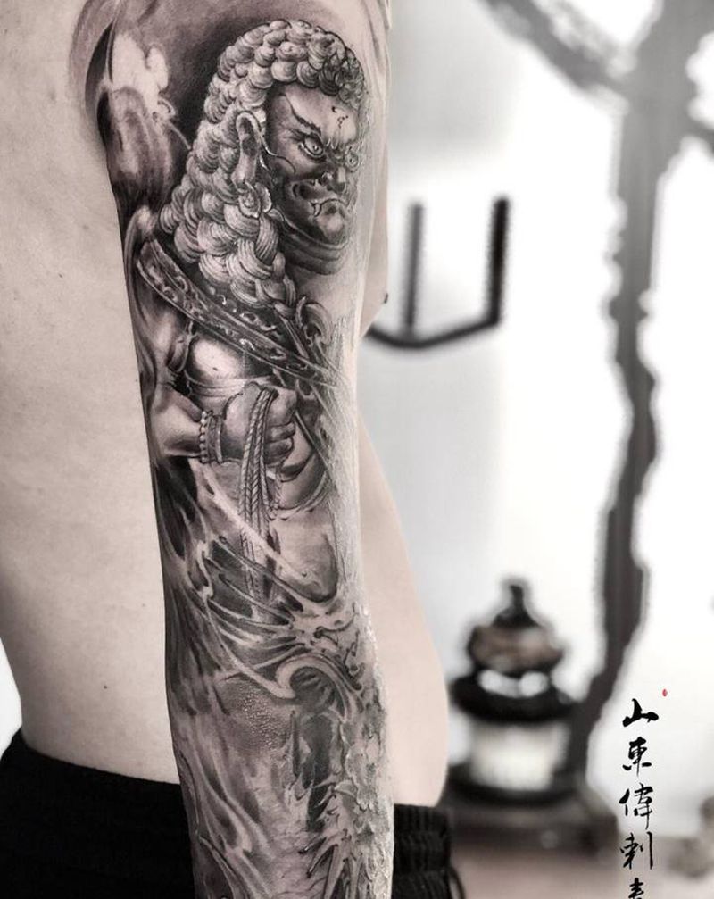 不动明王纹身图片_手臂新传统纹身图案