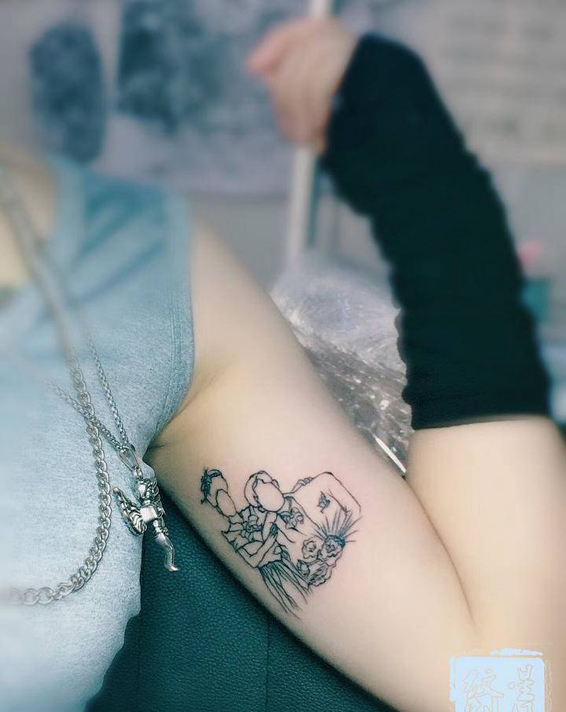 简笔画纹身图片_手臂图腾几何纹身图案