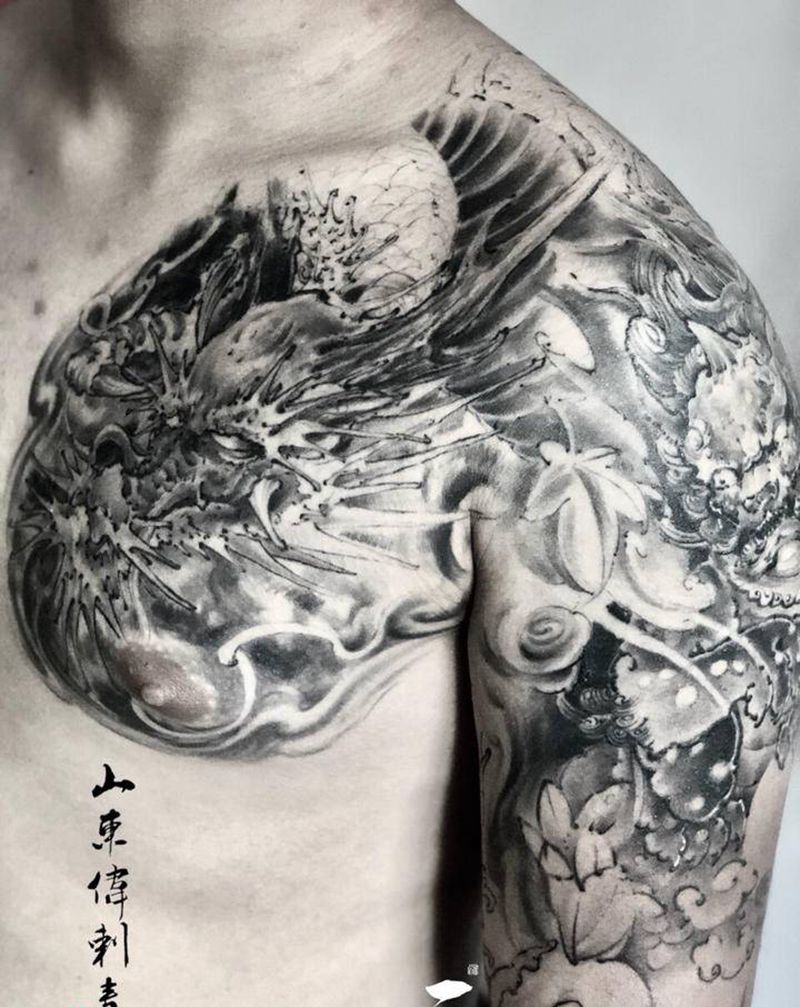 未完待续纹身图片_肩部手臂新传统纹身图案