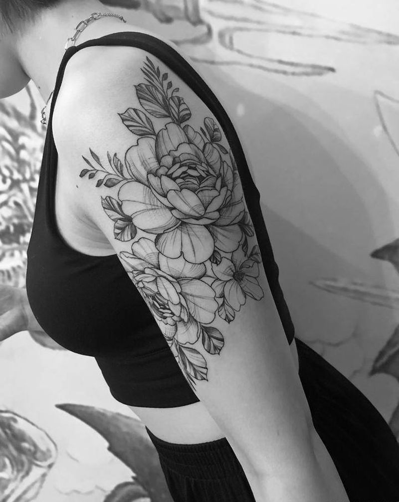 素花纹身图片_手臂纹身图案