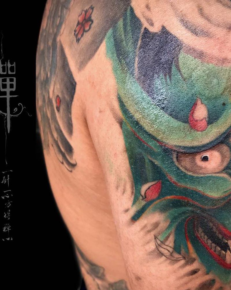 恶纹身图片_手臂新传统善恶般若水纹身图案