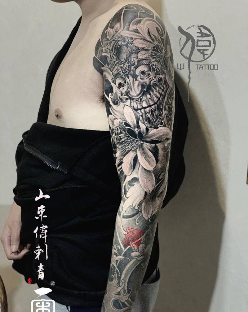 恒纹身图片_肩部手臂老传统新传统纹身图案