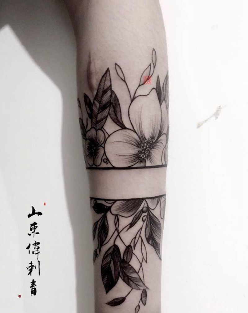 素花纹身图片_手臂纹身图案