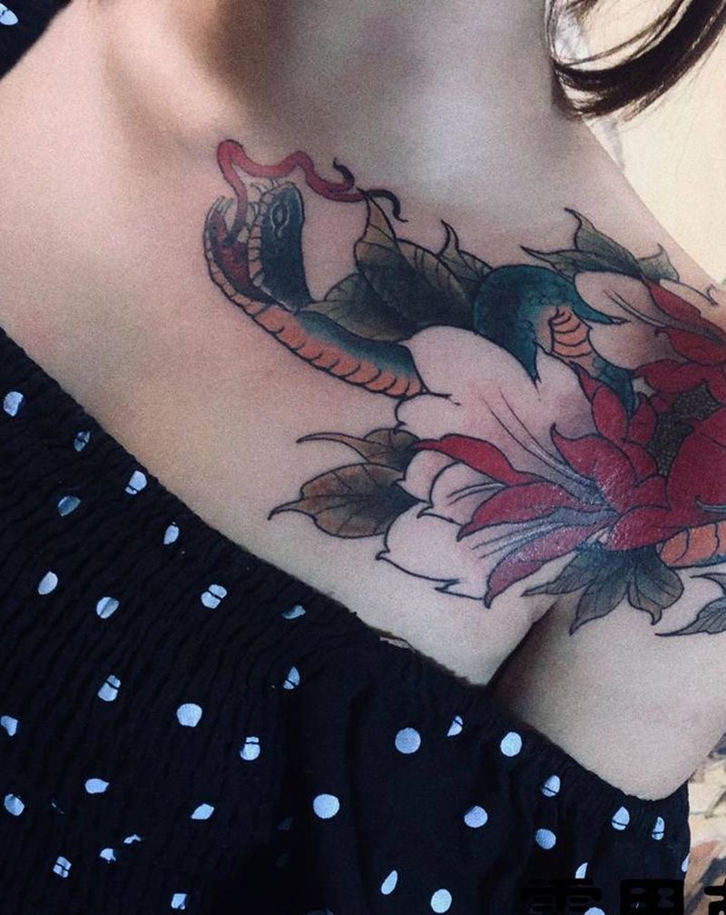 遮盖纹身图片_肩部纹身图案