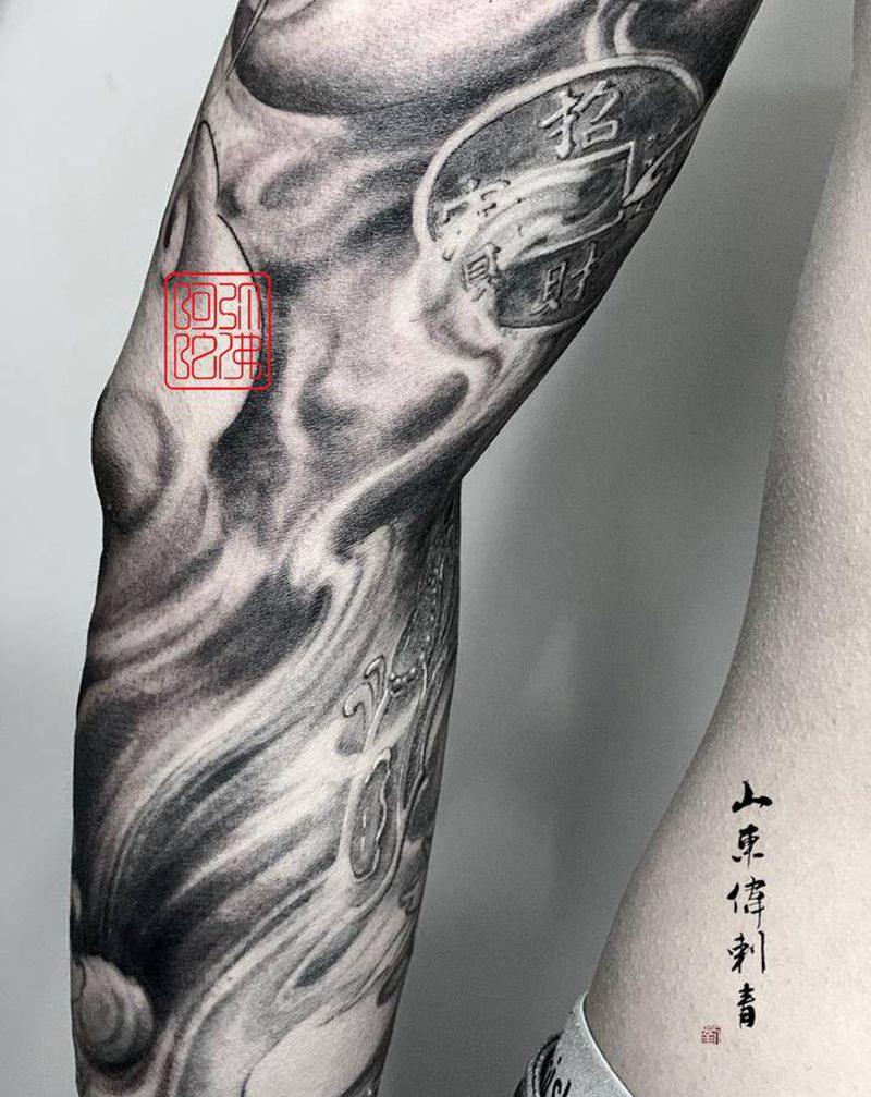 花臂纹身图片_手臂新传统纹身图案