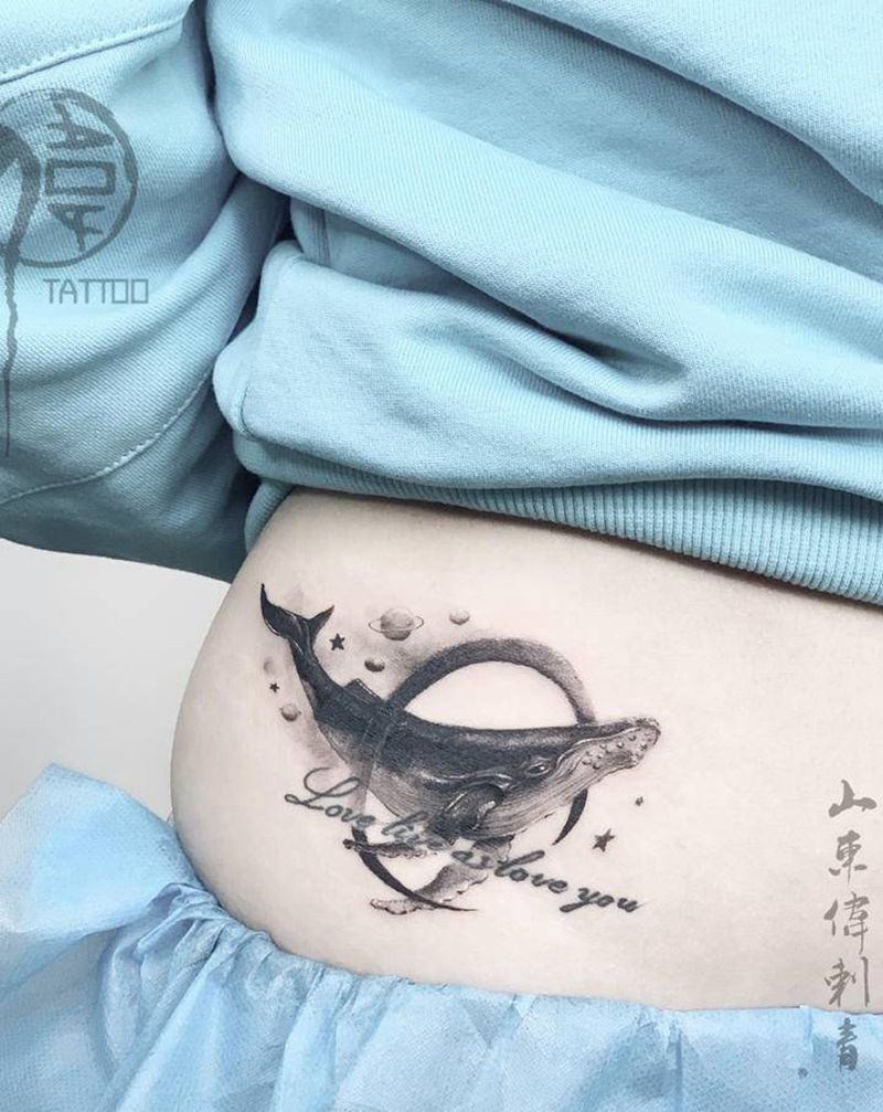 遮盖纹身图片_腹部腰部欧美写实纹身图案